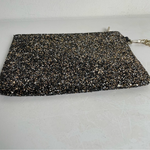 EXPRESS Y2K Gold Silver Black Glitter Sparkle Zip Wristlet Clutch - Picture 10 of 16